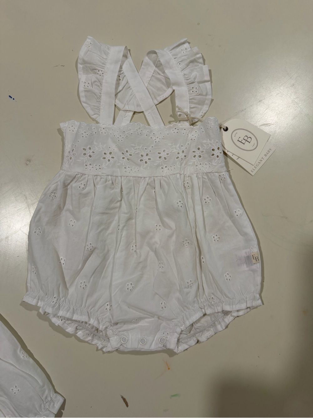 Elegant Baby White Bubble Romper, NWT